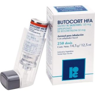 Butocort Hfa Dosis Aerosol Para Inhalacion (Beclometasona Dipropionato-Salbutamol Sulfato) 250 capsules
