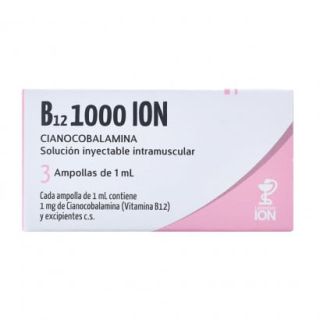B12 1000 Ion® X 3 Ampollas 1ml (Cianocobalamina)