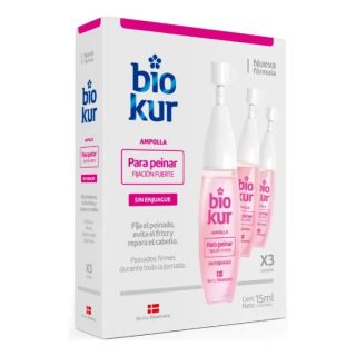 Bio Kur Ampolla Para Peinar Fijacion Fuerte 3 Unidades x