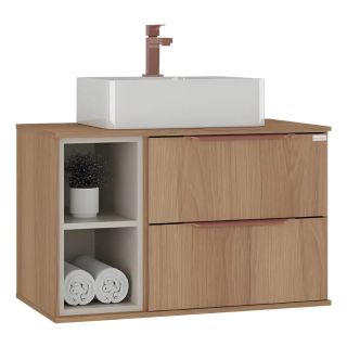 Mueble De Baño Aéreo Suspendido Livia 78 Cm C/bacha De Loza