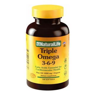 Triple Omega 3 6 9 Natural Life X 100 Cap Sabor Sin Sabor