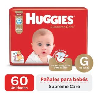 HUGGIES NATURAL CARE G 60 PAÑALES