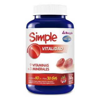 Arcor Bagó Simple Vitalidad 60 Unidades Sabor Frutilla