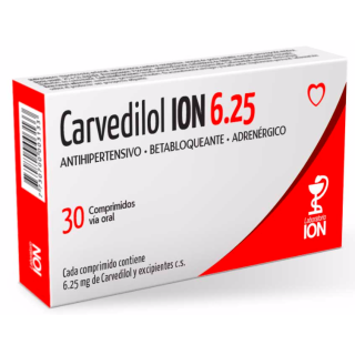 Carvedilol Ion® 6.25mg X 30 Comprimidos