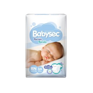 Pañales Babysec Recién Nacido 34 Unidades