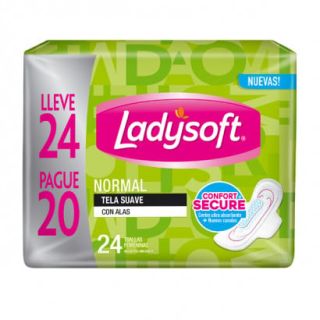 LADYSOFT TOALLA NORMAL T/SUAVE LLEVE 24X20