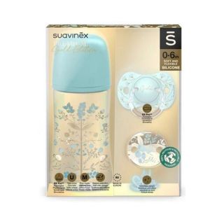 Suavinex Set Gold Celeste Biberón + Chupete + Broche