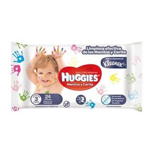 HUGGIES TOALLA HUMEDA MANITOS Y CARITA 24 UND