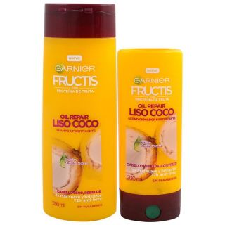 Pack Champú Fructis Liso Coco 350ml + Acondicionador 200ml